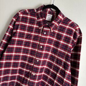 Brooks Brothers Regent Fit Non-Iron‎ Button Down XL - Red Blue White Stripe